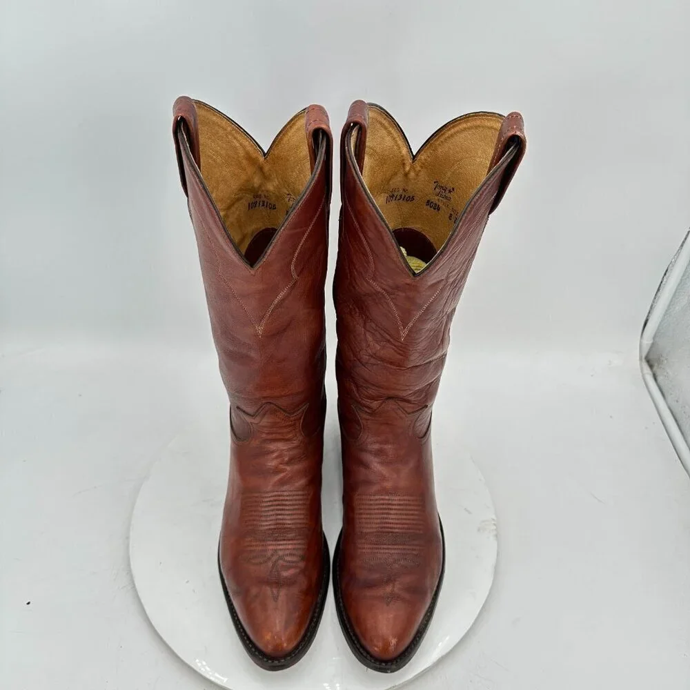 Tony Lama 5084 Men Size 8D Brown Marble Leather Pull On Western Cowboy Boot